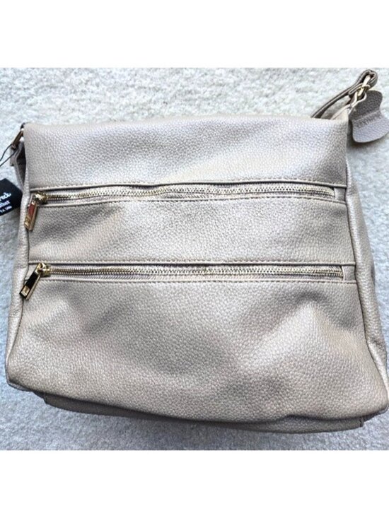 Peck & Peck Handbags - Peck & Peck Collection Beige Pebbled Leather Shoulder Crossbody Strap Bag Purse